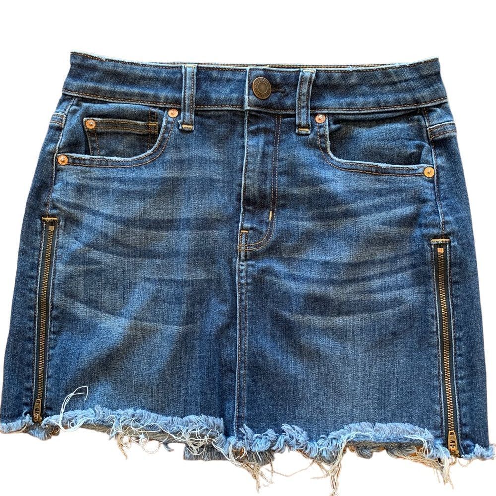 American Eagle Outfitters Next Level Stretch Hi Rise Mini Skirt Denim 4